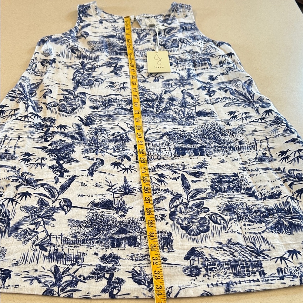 Joie Horse Toile Dress Envelope Cut Out Back Short Sleeveless Blue & White NWT - Picture 13 of 17